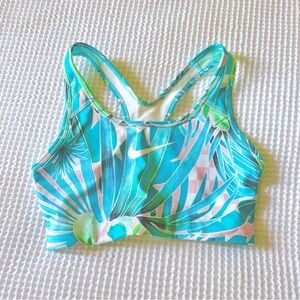 NEW♥️NIKE RACERBACK SPORTS BRA M TROPICAL PRINTED BLUE PINK GREEN WHITE BRALETTE